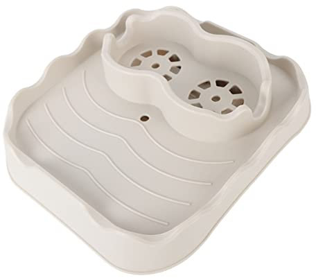 Whirlpool-Tischablage, Verstellbare Seitenablage Mit Getränkehalter – Rutschfestes Design Mit Abflusslöchern, Outdoor-Spa/Pool/Badewannen-Zubehör(Beige)