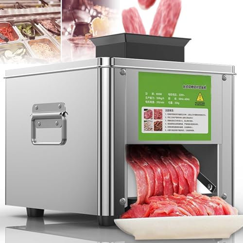 MoRfiL Trancheuse électrique pour Charcuterie Et Aliments 2.5/5.0/7.0/10/15/21mm, 150 Kg/H, 310/Min, Machine à Trancher Les Aliments, Lame en Acier Inoxydable + Pieds Antidérapants Sûrs,7.0MM