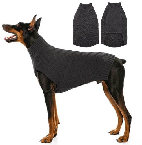 Katzinst Pullover für Große Hunde, Winter Pullover Gestrickt Mantel, Fleece Hundepullover Labrador, Weich, Warm Und Angenehm Auf Der Haut, Grau, 3XL