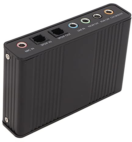 USB-Soundkarte, 6 Kanäle, 48 kHz, Abtastrate, Analoge Wiedergabe, Externe Soundkarte für PC, Laptop, Professionelles Zubehör (Black)