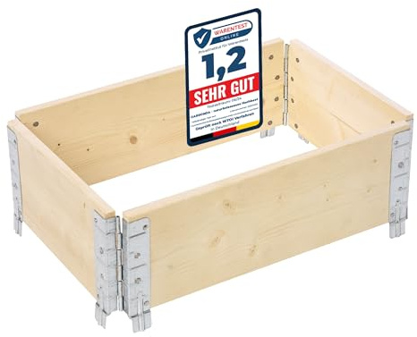 Garronda Carré Potager modulable en Bois Naturel 60x40x20 cm – Jardinière extérieure en palettes, empilable et Pliable, pour Jardin, Plantes, Fleurs, Herbes, Fruits et légumes GD-0141, 1 pièce