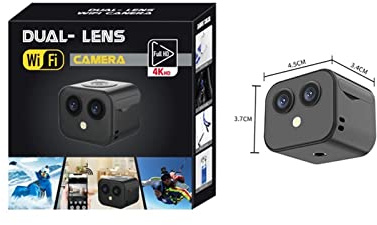 Cámara de acción con estabilización de imagen, Mini cámara 4K inalámbrica Micro cámara de vigilancia Dual IP Hotspot visión nocturna Smart Home Sports Monitor batería incorporada Alta velocidad de cua