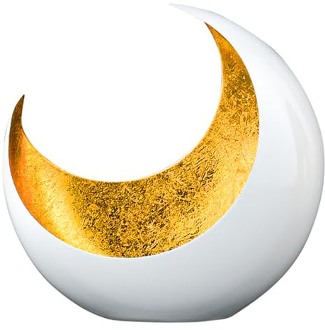 Skandinavischer Teelichthalter Moon modern aus Metall in Weiß 20 cm