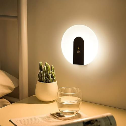 AoLa LED Akku Wandleuchte 3W Warmes Licht 3000K mit Bewegungsmelder Wandlampe Batteriebetrieben USB Wiederaufladbare Wandlicht Schlafzimmer Kinderzimmer Nachtlicht Magnetische Design Treppenlicht