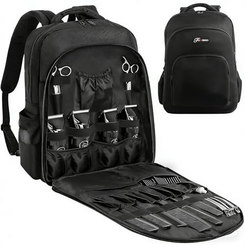 IPEB Friseur Werkzeugtasche, Clipper und Zubehör Organisator,Schwarz | Friseur Koffer, Tragbarer Rucksack für Friseurwerkzeuge, Barber Bag