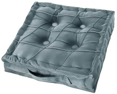 strusery Samt-Bodenkissen, dick, getuftet, Meditationskissen für Wohnzimmer, Yoga und Schlafzimmer, 45 cm (graues Quadrat)