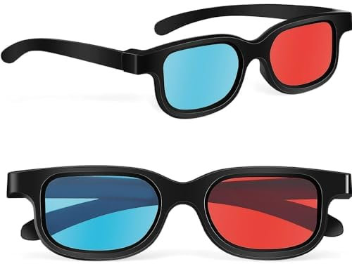 EnweiBingshi 2 Pcs Red and Blue 3D Glasses, Portable 3D Glasses with Anaglyph Lenses Suitable for Light Shows, Holiday Parties, Home Theaters, Movie Theaters, Magazines