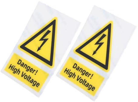 MUSISALY 2pcs Vinyl High Voltage Safety Sticker Electrical Warning Sign Yellow Triangle Do Not Touch Warning Label for Electrical Room Safety