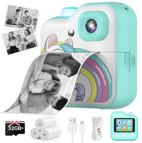 Kinderkamera Sofortbildkamera mit APP-Spiel & Musik – Kreative Fotokamera für Kinder 4-16 Jahre – Drucken, Filmen, Spielen