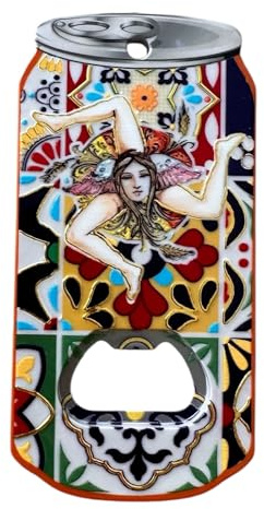 Imanes abrebotellas sicilianos decorativos, diseño de limones y motivos tradicionales, souvenirs de Sicilia (Sicilia)