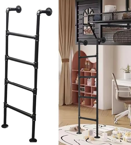 XCHSXYL Etagenbettleiter aus Metall in Industriequalität für den Dachbodenausstieg, Fensterschacht, 8 Sprossen, Sicherheitskletterleiter für hohe Betten (130 cm), Tragkraft 150 kg