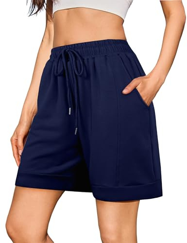 Jezonga Sommarshorts Dam Träningsoverall Shorts Kvinnor Shorts Sport Shorts Bomull Lös med Fickor Dragsko Casual Jogging