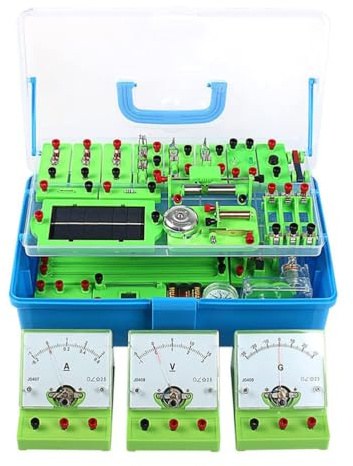 JTBDWOSK Physik Baukasten Elektrobaukasten für Kinder, Elektronik Schaltungen Set, Physik Elektrizität und Magnetismus Experimente Kit mit 98 Arten von Zubehör, Intelligenz Entwickeln,Grün