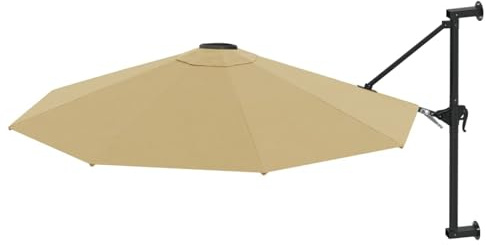 Homgoday Model44866 Parasol mural, protection UV, taupe, avec manivelle et 8 baleines, 100 % polyester, 300 x 131 cm