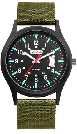 JewelryWe Montre Militaire Homme en Tissu: Montre Tactique Analogique Quartz avec Bracelet en Nylon Ajustable, Aiguilles Lumineuses et Cadran 24H pour Le Sport en Plein Air et Cadeau Anniversaire