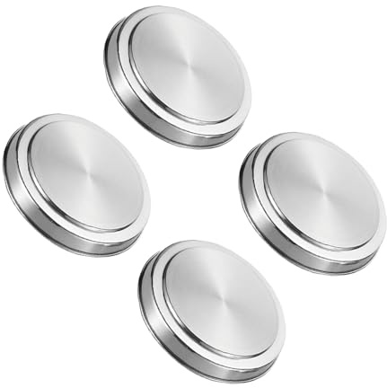 SEWACC Lot de 4 Couvercles Ronds pour Brûleurs de Cuisinière en Acier Inoxydable, Résistants la Corrosion, Adaptés aux Brûleurs Électriques Gaz, Accessoires Cuisine Entretien Facile