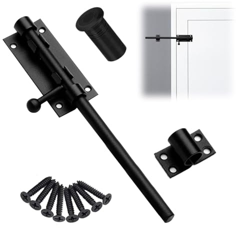 Serratura di Porta con Foro per Lucchetto, Inossidabile Chiavistello con Lucchetto, Nero Catenaccio Porta per Camera da Letto, Armadio, Cassetto（diametro 14 mm）
