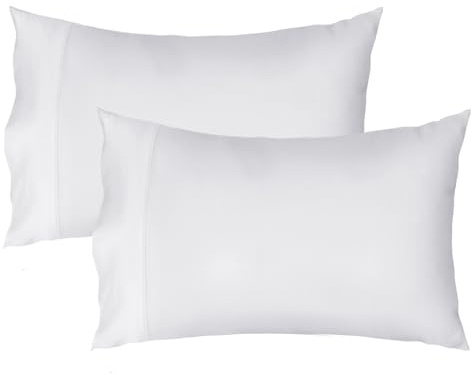 Lirex 2 Fundas de Almohada 40 x 70 cm, 100% Algodón Satén, Transpirable y Suave para un Descanso de Calidad, Certificado Oeko-Tex, con Cierre de sobre, Blanco