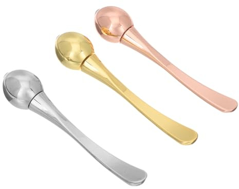 BAZEITFLOW 3 Stück Augenmassage Sticks Tragbar mit Metallroller und Applikator Fördert Augencremeaufnahme Kompakt für Reise und Gesichtsmassage
