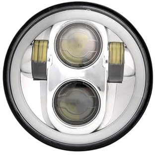 QINSHU Fanale Moto Faro Anteriore Universale Motocicletta LED 5 3/4 Pollici 5.75 H4 Per Indian Per Scout(1Piece headlight silver)