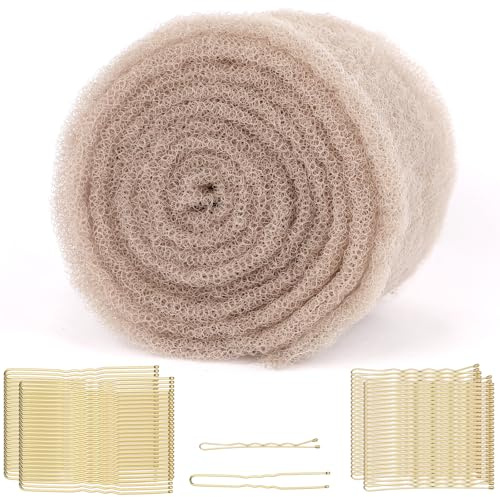 FEUNLEM Hair Sponge for Updos & Volume Bumps Insert, Hair Filler for Thin Hair, Tan Brown Hair Padding for Updo, Wedding, Dance, Salon Grade Bun Maker (TanBrown)