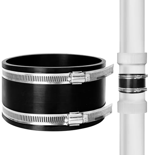 Manguito de Goma Flexible de 150 mm, Acoplamiento de Goma con Abrazaderas de Acero Inoxidable Conector de Tubo Manguito Reductor de Ruido para Ventilador, Filtro de Carbón