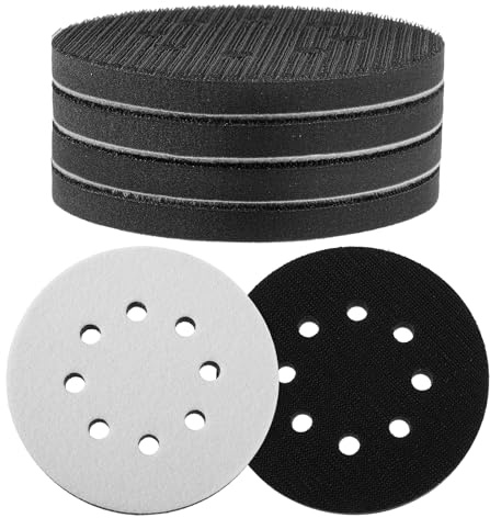 5 Pack Foam Sanding Interface Pads, 5 Inch 8 Holes Orbital Sander Foam Pad, Universal Effective Hook and Loop Sanding Disc Backing Pads for Orbital Sander
