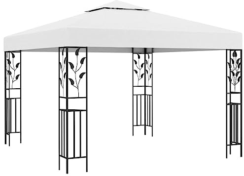 Gartenpavillon 3x3 m Weiß 180 g/m² mit robustem Stahlgestell und UV-Schutz Sonnendach für Terrasse und Garten