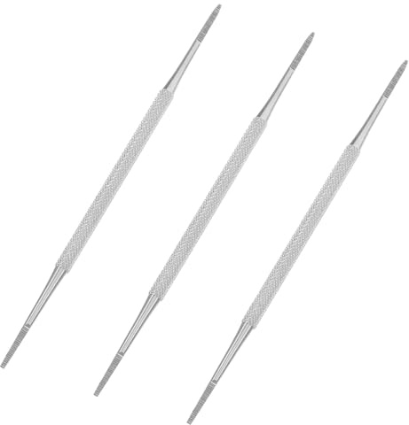 Cuillère à Cuticules en Acier Inoxydable 3 Pièces pour Ongles | Argenté, Tête Lisse et Manche Antidérapant, Usage Salon et Diy, Outil de Nettoyage des Ongles