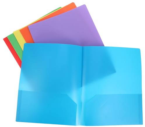 MAGICLULU Lot de 6 Chemises de Fichiers Colorées A4 avec Double Pochettes Plastiques Imperméables, Système à Doubles Pinces pour Bureau et Classement Professionnel, Dossiers de Rangement