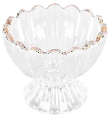 Toyvian Calice da Dessert in Vetro Bordo Dorato, Coppa Gelato al Budino Trasparente, Tazza da Dessert Multifunzione per Bevande Ghiacciate e Insalate, per Uso Domestico Elegante
