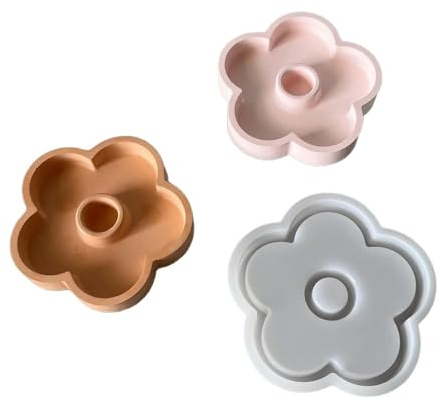 Ldabrye Moldes de silicona para candelabros de flores, bandeja de resina para soportes de pilares de resina epoxi
