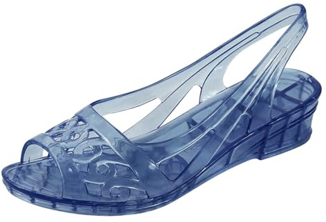 Women's Wedge Heels Jelly Sandals Summer Orthopedic Open Toe Slingback Sandal Ladies Casual Arch Support Wide Fit Walking Shoes Womens Platform Hollow Sliders with Ankle Strap
