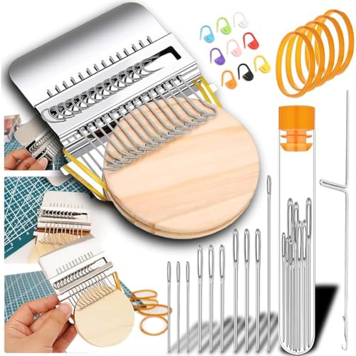 Tumintu Speedweve Stopfwebrahmen, Kleine Mini-Webrahmen für DIY-Handarbeiten, Strick-Patch-Kit, Speedweve Typ Webwerkzeug zum Reparieren.