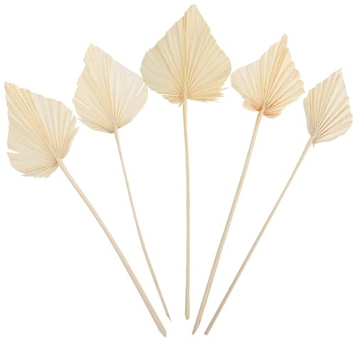 OFFSCH Hojas de Palma Seca Decorativa Estilo Artístico y Chic 5 Piezas en Tonos Claros para Decorar Tu Espacio para Decoración de Boda y Hogar