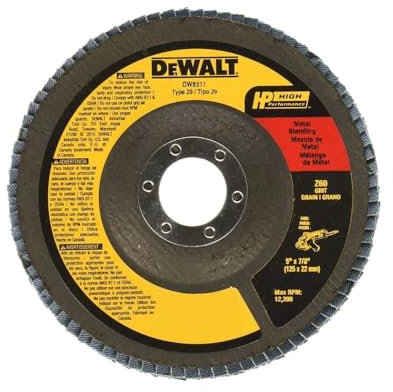 DEWALT DW8317 5-Inch by 7/8-Inch 60 Grit Zirconia Angle Grinder Flap Disc