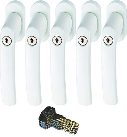 ABUS FG200 W SB abschließbarer Fenstergriff, weiß im Set 5 Stück
