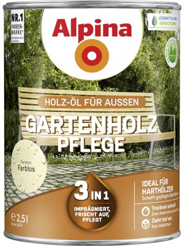 Alpina Holz-Öl Gartenholz-Pflege 3in1 Farblos 2,5 Liter