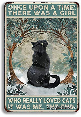 Once Upon A Time There Was A Girl Who Really Loved Cats It Was Me The End Vintage-Look, 20,3 x 30,5 cm, Eisen-Dekoration, Malschild für Zuhause, inspirierende Zitate, Wanddekoration