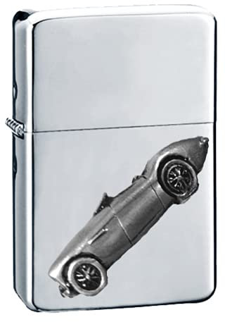 Oldtimer Healey 100 4 (einfarbige Motorhaube) ref23 Zinn-Effekt Design auf einem Flip-Top-Benzinfeuerzeug, winddicht, silber nachfüllbar