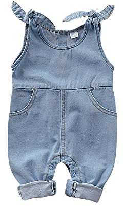 Alunsito Neonato Neonate Tuta di jeans Tuta Halter senza maniche Pagliaccetto Jeans Salopette corta, 80, blu, 3-6 mesi