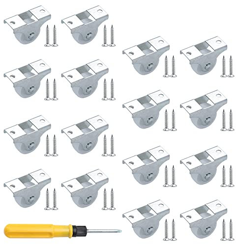 Yingcen 16 Stück 24mm Möbelrollen Bockrollen Nicht Schwenkbar Kleine Räder mit Schraube und Schraubendreher Rollen Set für Möbel