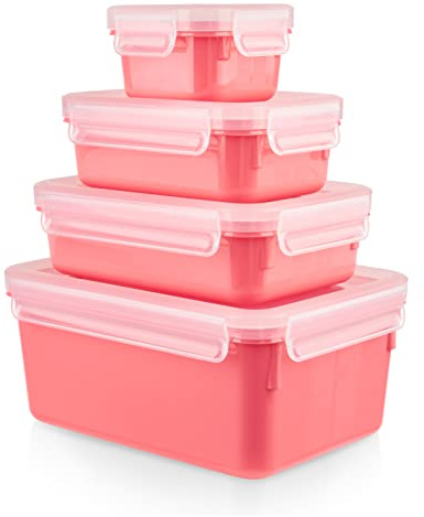 Tefal Masterseal Colour Edition Terracotta rectangulaire Set 4 pièces, 100% hermétique, 100% sans danger, Compatible lave-vaisselle, Coloris tendance N1030910