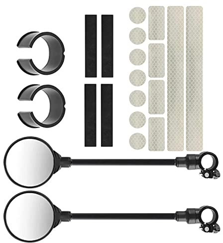 MYSUNBAR 2 Stück Fahrradspiegel, 13 pcs reflektierende Fahrradaufkleber, Fahrrad Weitwinkel Rückspiegel Sichere Spiegel 3D, 360° Drehbarer Fahrradrückspiegel für Mountainbike Rennrad E-Bike Mofa