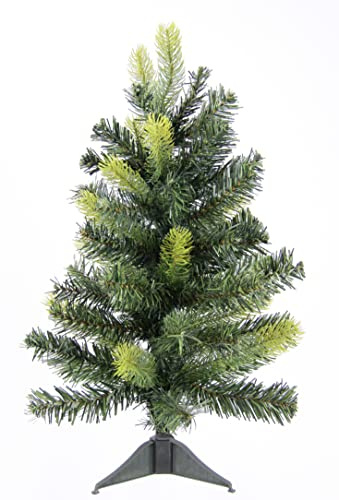 Flair Flower Mini-Tannenbaum mit Ständer 60cm Kunststoff Christbaum Weihnachtsbaum Kunsttanne Weihnachtsdeko Baumständer Tannenbaumständer Christbaumständer Weichnadel Dekobaum Grün