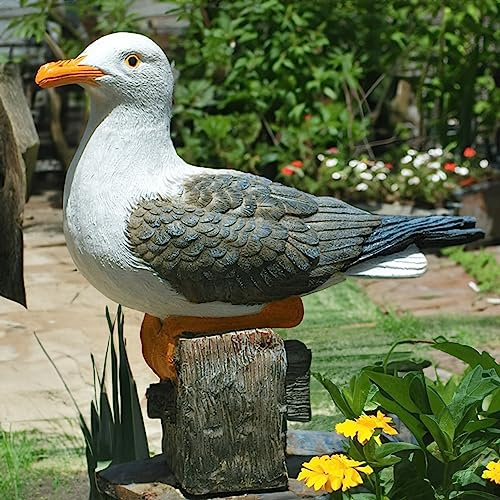 Euiroet, echte Möwen-Statue für draußen, lustige Vogel-Skulptur, Gartendekoration für Strand und Garten, Harz-Tier-Meeresvogel-Ornamente, Küsten-Dekor, Terrassendekoration für Garten, Rasen und Hof