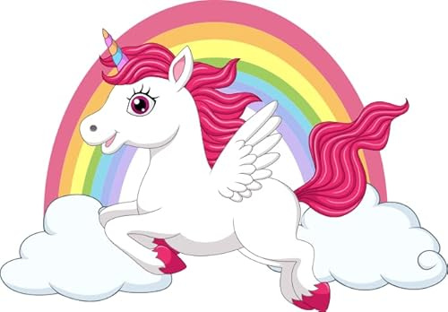 U24 Aufkleber Einhorn mit Regenbogen 14 x 10 cm Autoaufkleber Sticker Konturschnitt