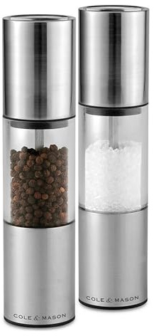 Cole & Mason Oslo Precision Salt & Pepper Grinder Set - Refillable Spice Mills - Salt Mill with Diamond Cut Ceramic Mechanism - Pepper Grinder with Carbon Steel Mechanism