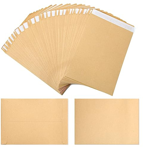 Lyaor 100 Stück Klein Kraftpapier Tüten 12x17,5cm Selbstklebend Samentüten Kleine Umschlag Kraft Braun Umschlag Mini Papierbeutel für Gastgeschenke Schmuck Bonbons Süßigkeiten Samen