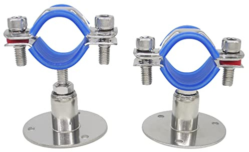 Edelstahl Rohrschelle Höhenverstellbar 38mm-40mm, Kurzer Typ, 2er Set | Wand/Deckenmontage, Schwerlast, Rostfrei, Mit Befestigungsmaterial